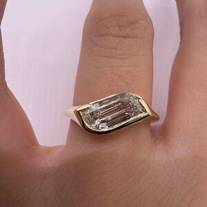 1.53 carat D VS1 flame cut lab grown diamond bezel solitaire  engagement ring